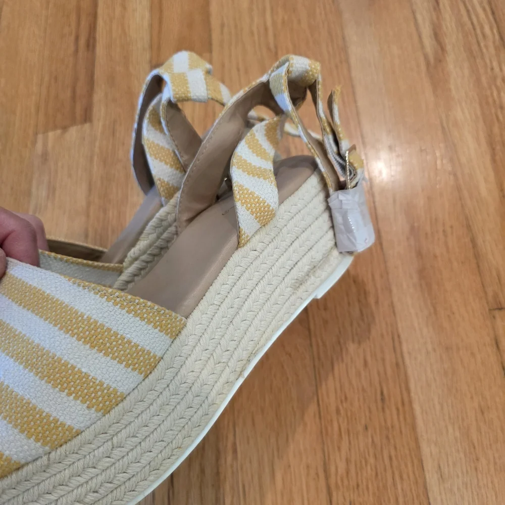 Qupid Womens Espadrille Platform Wedge Sandal w Ankle Strap Yellow